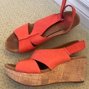Orangey Suede Leather Wedges Clarks